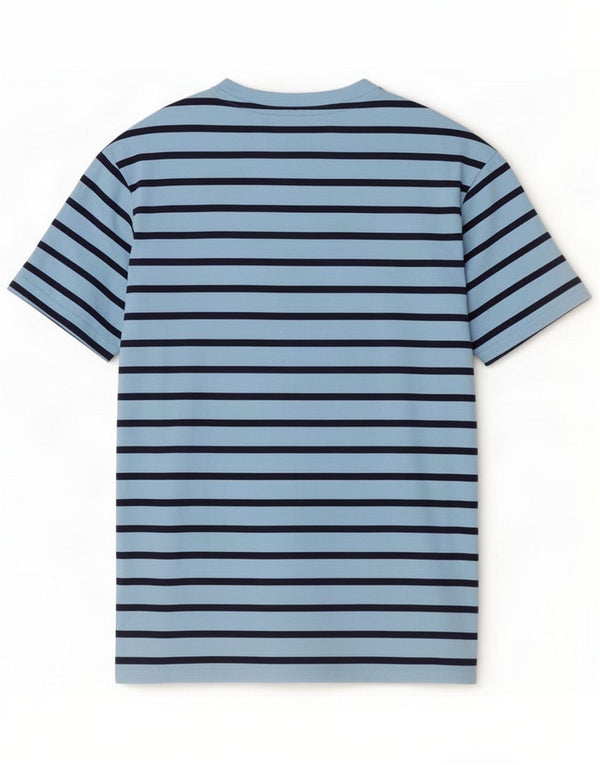 Camiseta Penguin Hombre Top Algodón Rayas Azul Medio