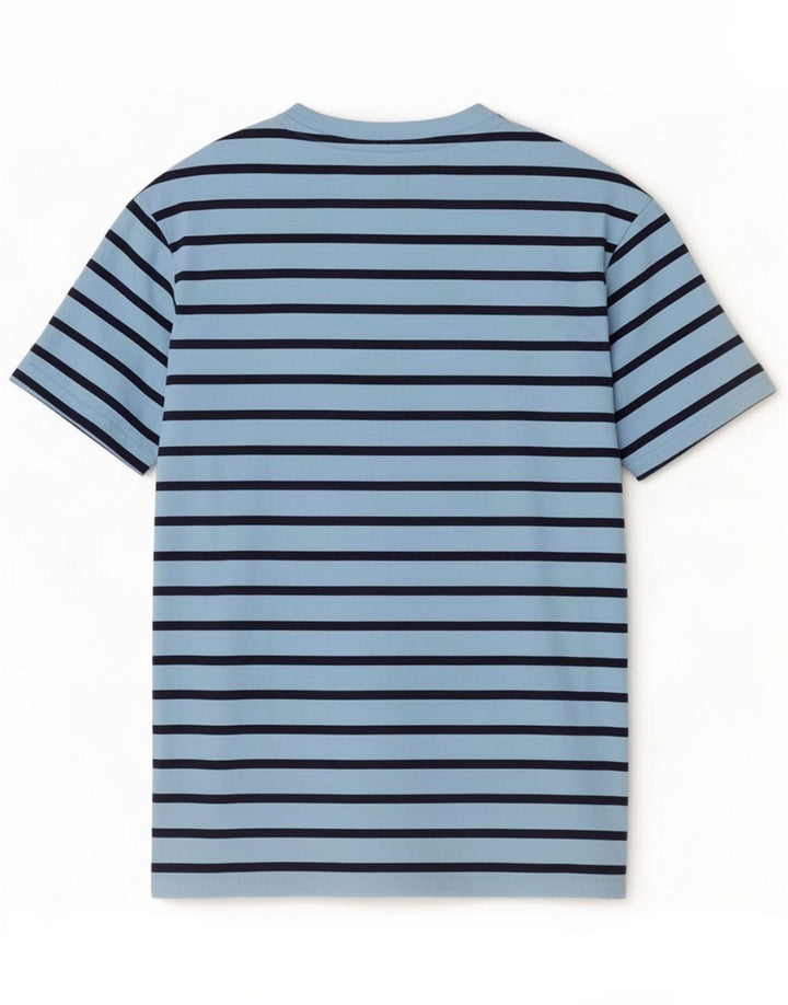 Camiseta Penguin Hombre Top Algodón Rayas Azul Medio