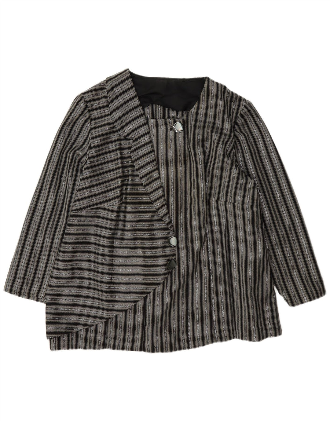 Vintage mujer 1 botón Blazer chaqueta Reino Unido 14 grande negro rayas