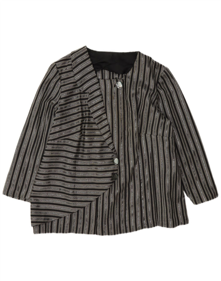 Vintage mujer 1 botón Blazer chaqueta Reino Unido 14 grande negro rayas