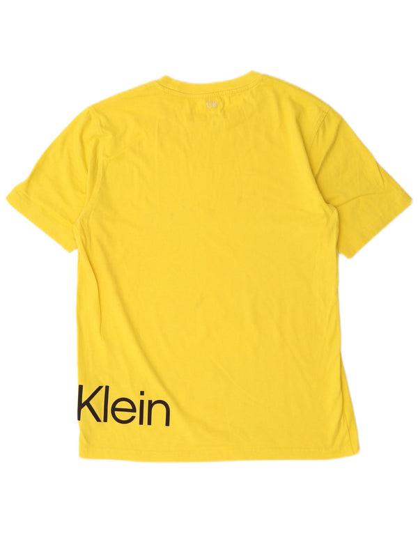 Calvin Klein Mens Graphic T-Shirt Top Small Yellow Cotton