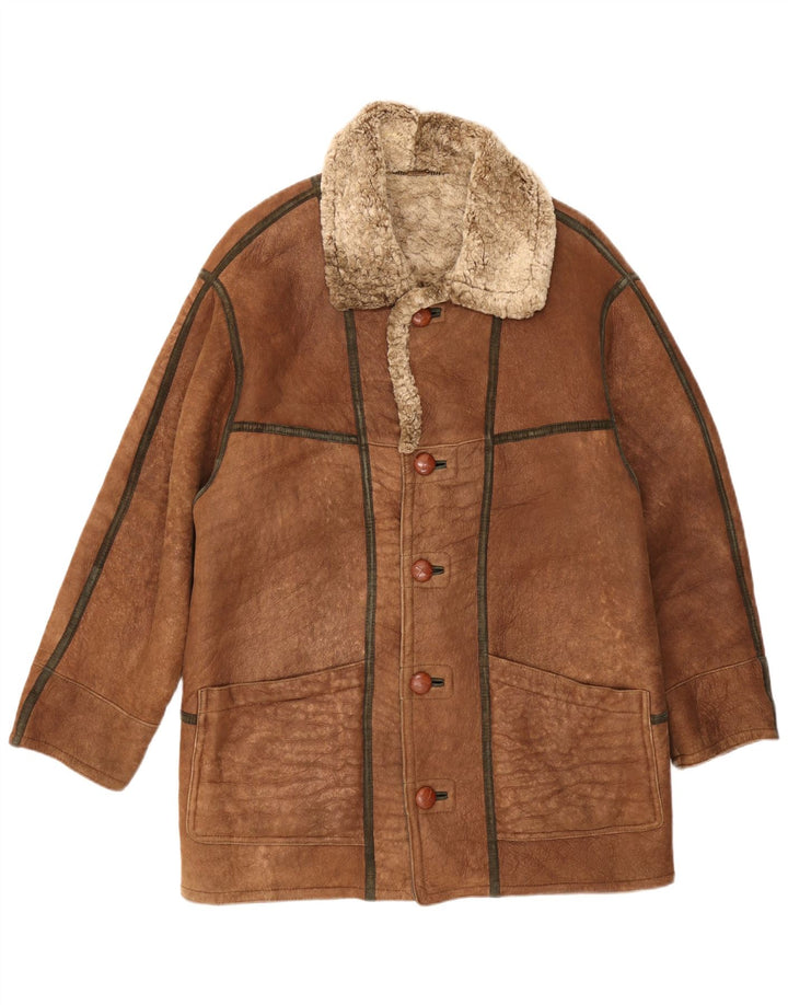 Chaqueta de piel de oveja Christ para hombre IT 48 cuero marrón medio