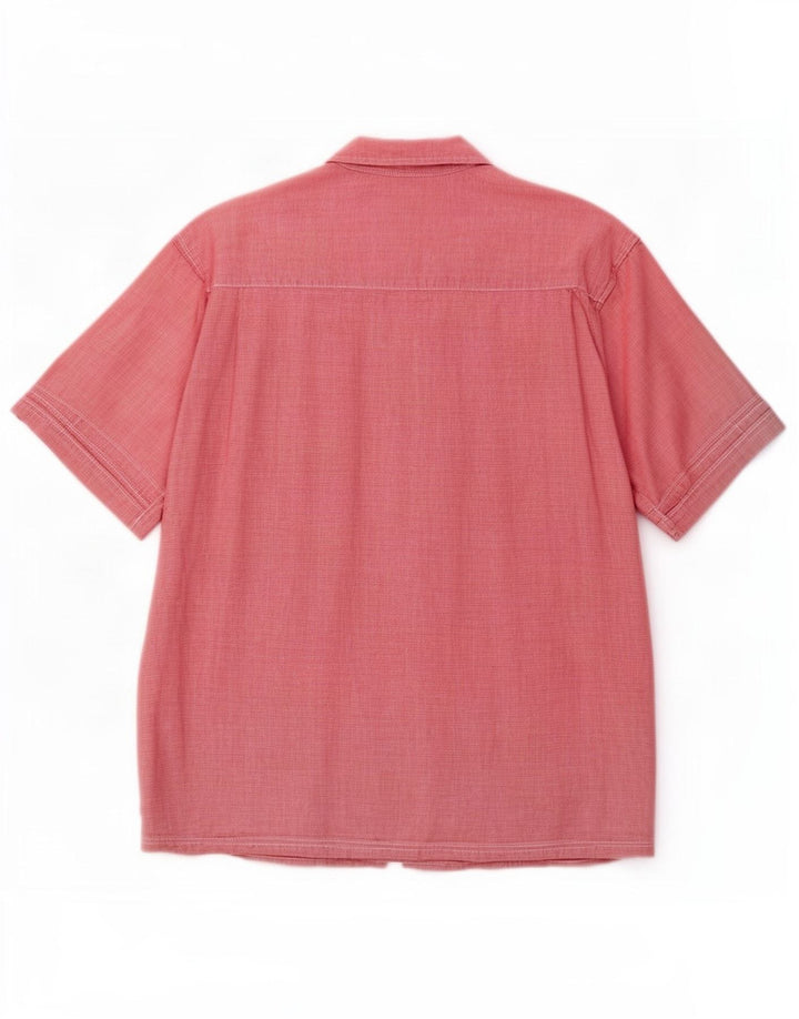 Wrangler Camisa De Manga Corta Hombre XL Algodón Pata De Gallo Rojo