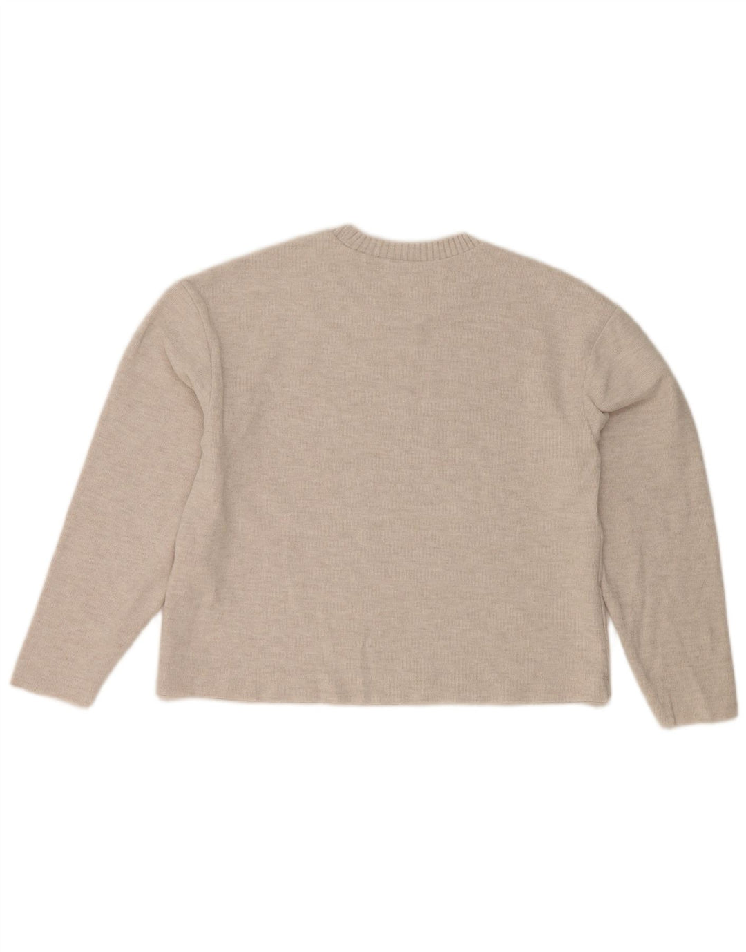 Zara Mujer Crop Crew Neck Jumper Sweater UK 10 Small Gris Poliéster