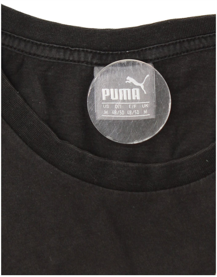Puma Camiseta gráfica para hombre Top Medium Black Cotton