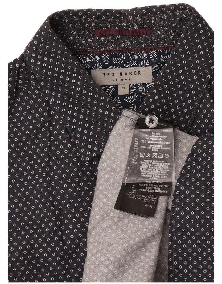 Ted Baker Camisa para hombre Talla 3 Algodón manchado gris medio
