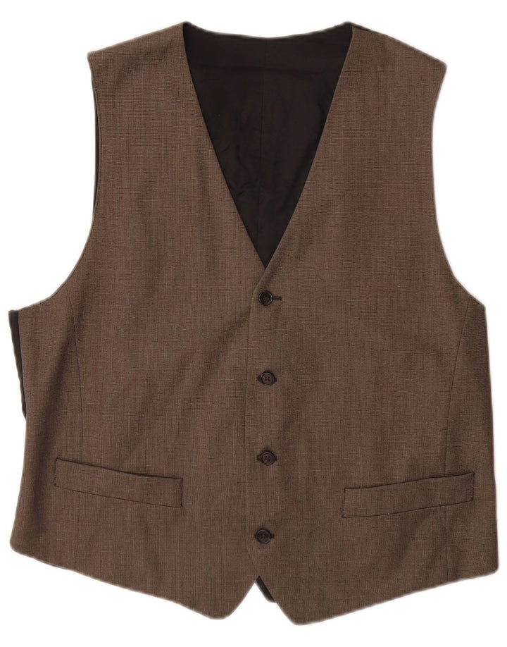 Chaleco vintage para hombre IT 52 Poliéster marrón grande