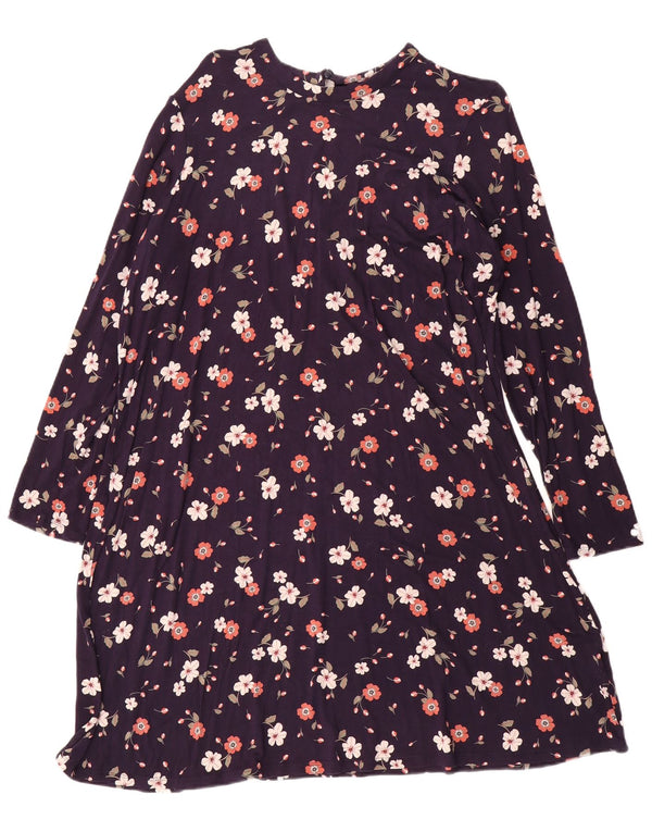 Marks & Spencer Vestido acampanado de manga larga para mujer UK 20 2XL Azul marino Floral