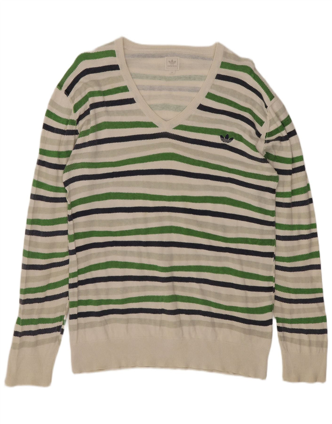 Adidas Hombre Jersey Con Cuello En V Jersey De Algodón A Rayas Multicolor Mediano