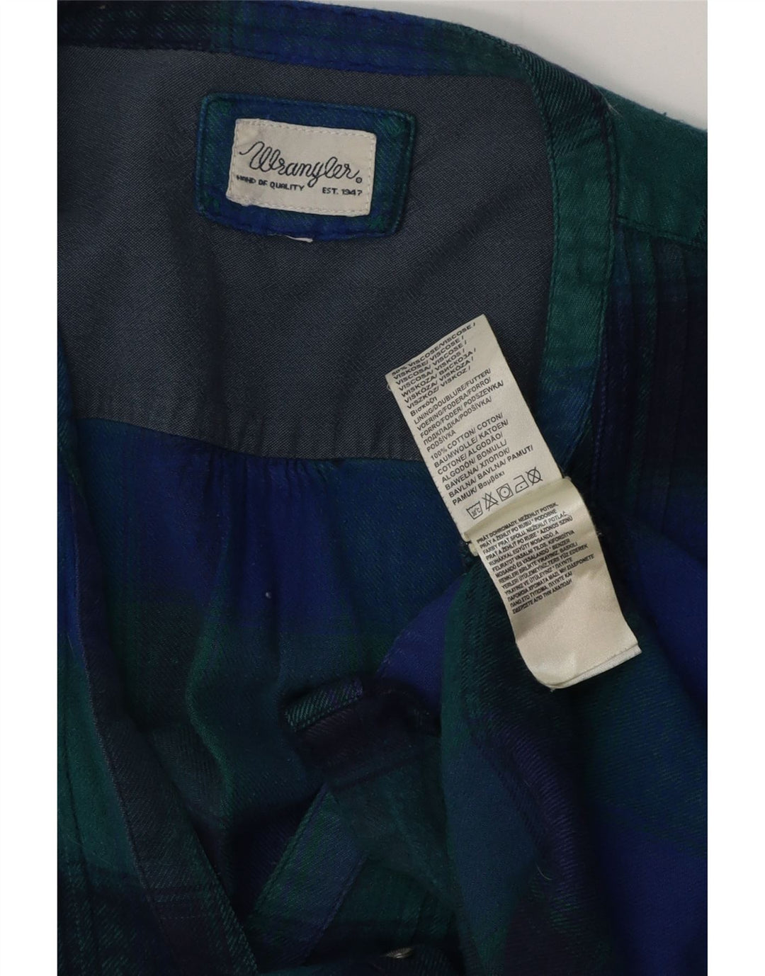WRANGLER Womens Longline Flannel Shirt UK 16 Large Multicoloured Plaid
