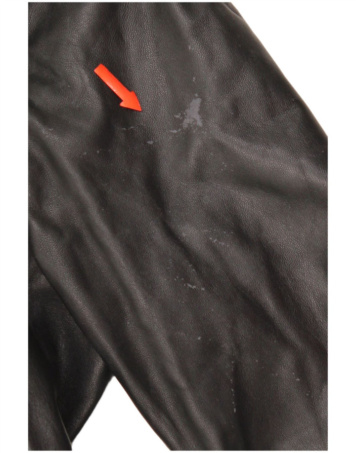 Vintage hombres cuero abrigo Reino Unido 38 cuero negro medio
