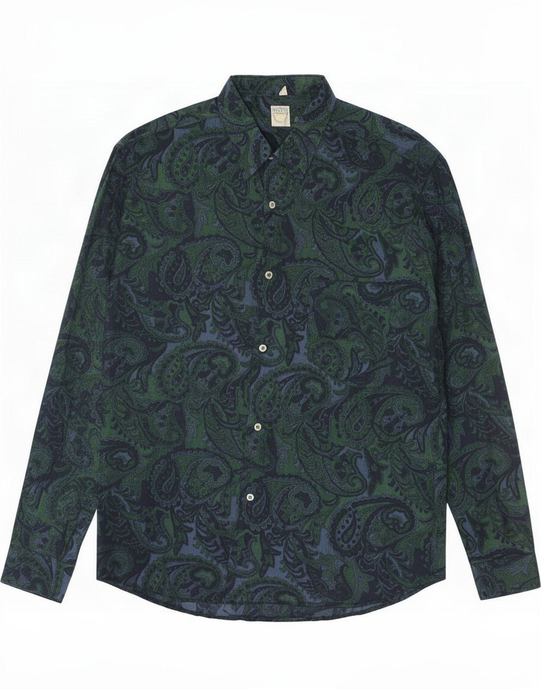 Camisa vintage para hombre grande verde Paisley