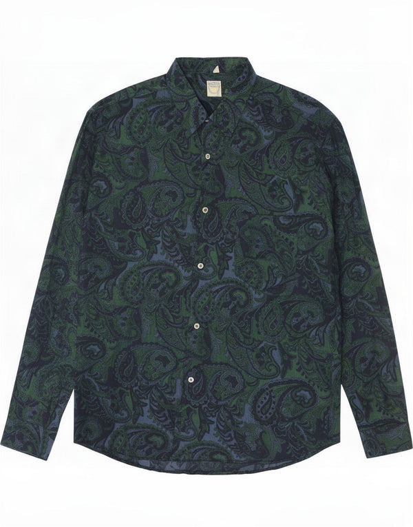Camisa vintage para hombre grande verde Paisley