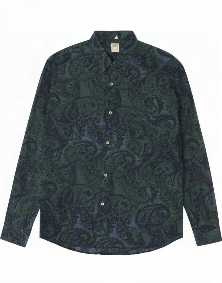 Camisa vintage para hombre grande verde Paisley