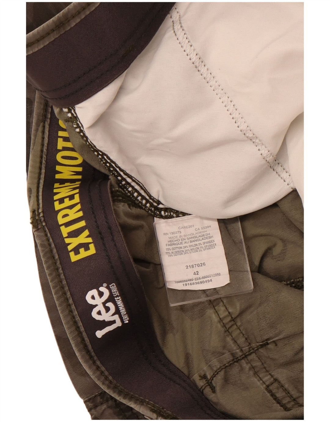 LEE Pantalones cortos cargo Extreme Motion para hombre W42 2XL Caqui Camuflaje Algodón