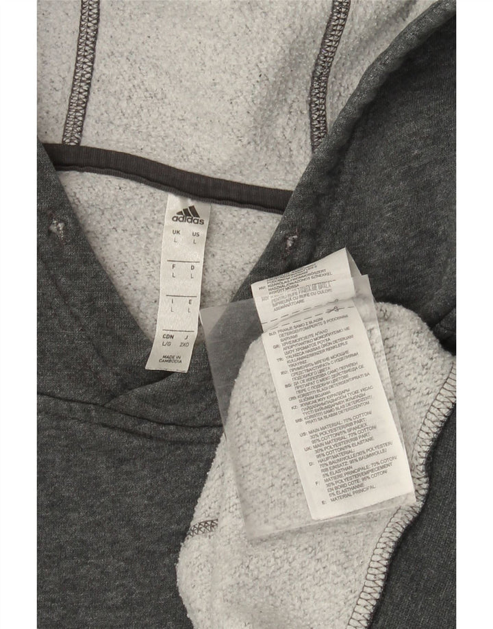 ADIDAS Hombre Sudadera con capucha Jumper Grande Gris Algodón