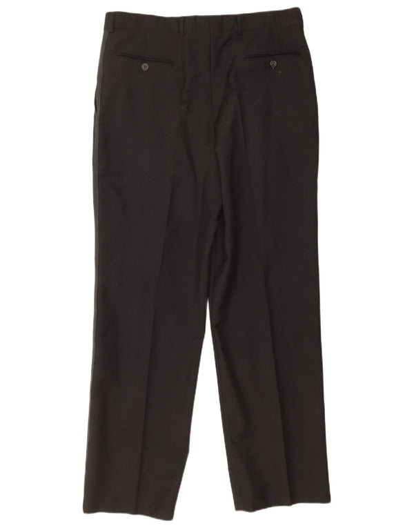 Vintage hombres pegged traje pantalones IT 50 grande W34 L32 lana negra