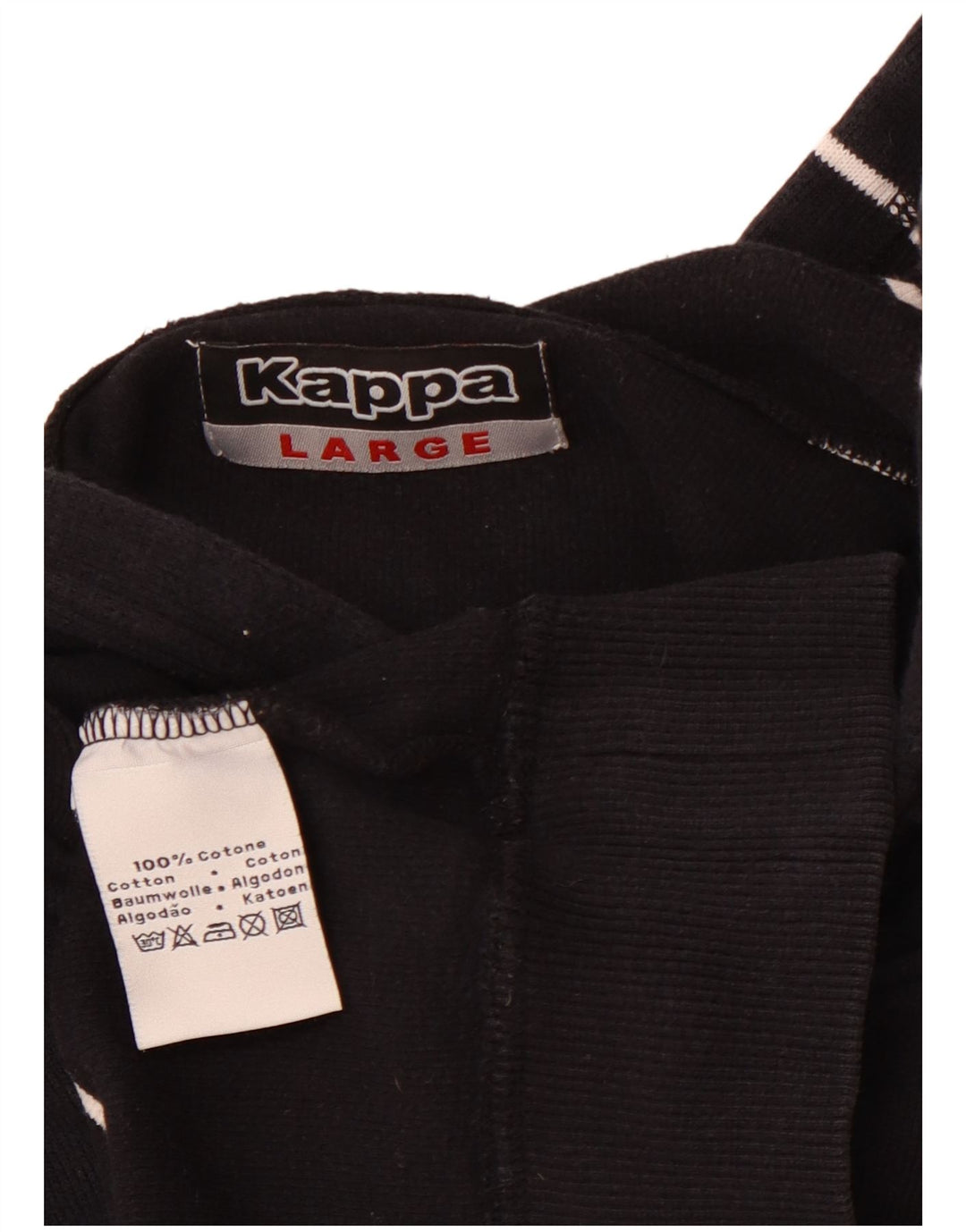 KAPPA Hombre Sudadera con Capucha Jumper Large Azul Marino Rayas Algodón