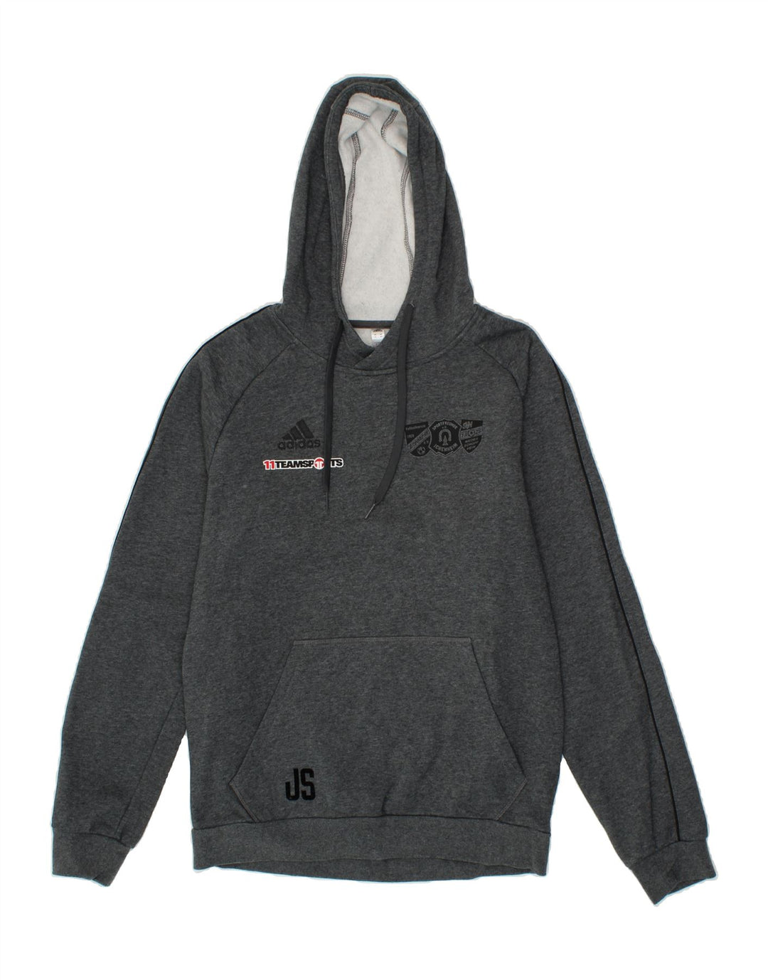 ADIDAS Mens Graphic Hoodie Jumper Medium Grey Cotton Vintage Adidas and Second-Hand Adidas from Messina Hembry 