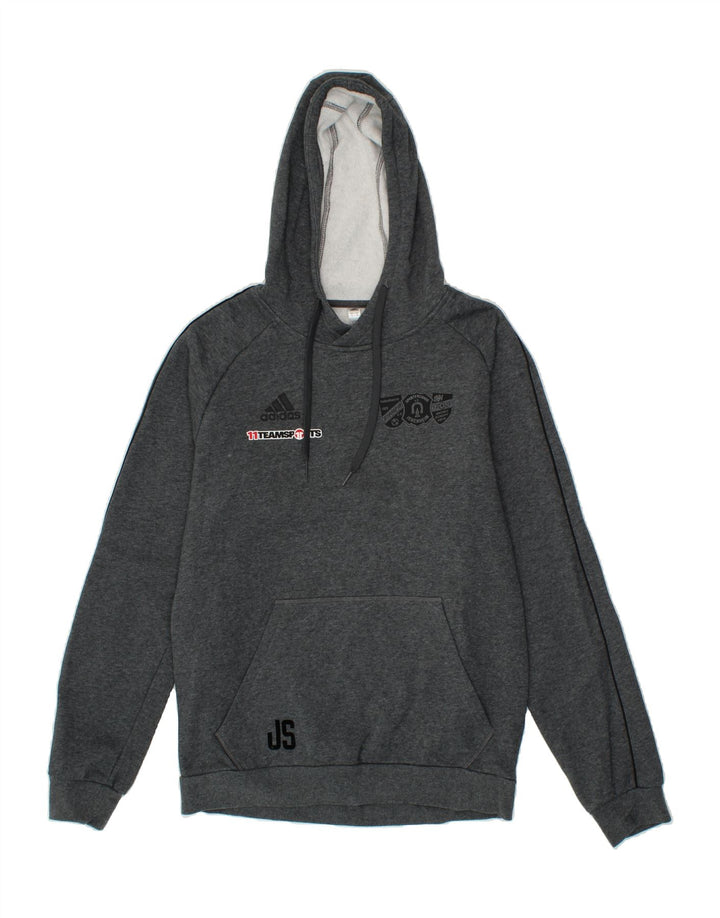 ADIDAS Mens Graphic Hoodie Jumper Medium Grey Cotton Vintage Adidas and Second-Hand Adidas from Messina Hembry 