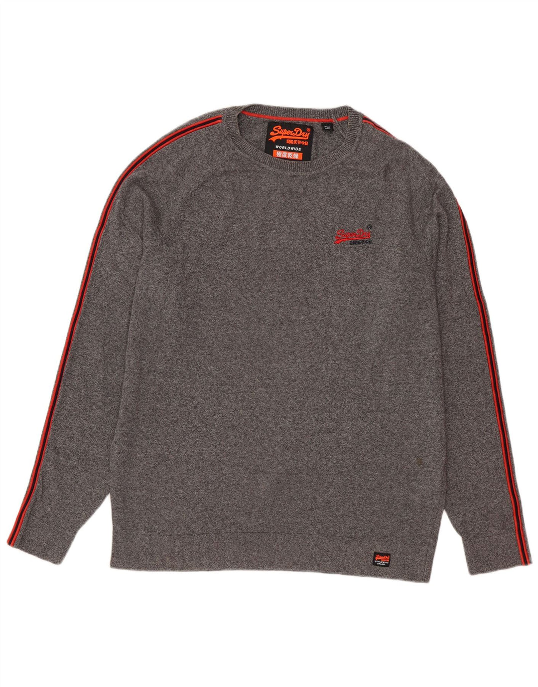 SUPERDRY Jersey de cuello redondo para hombre, talla grande, algodón gris