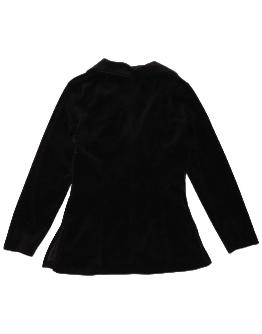 VINTAGE Mujer 1 Botón Terciopelo Blazer Chaqueta Reino Unido 12 Medio Negro