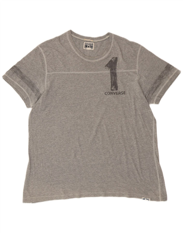 CONVERSE Camiseta gráfica para hombre Top XL Algodón gris