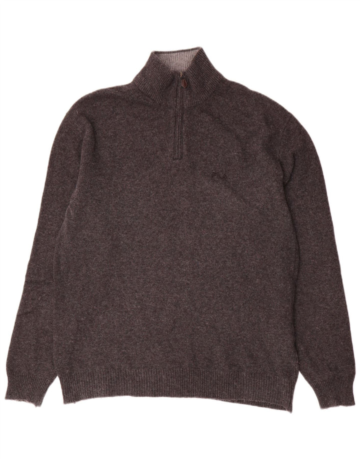 Fila Hombre Zip Neck Jumper Sweater Lana Gris Medio