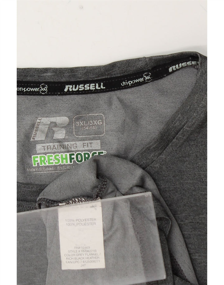 RUSSELL ATHLETIC Camiseta Dri-Power para hombre Top 3XL Poliéster moteado gris