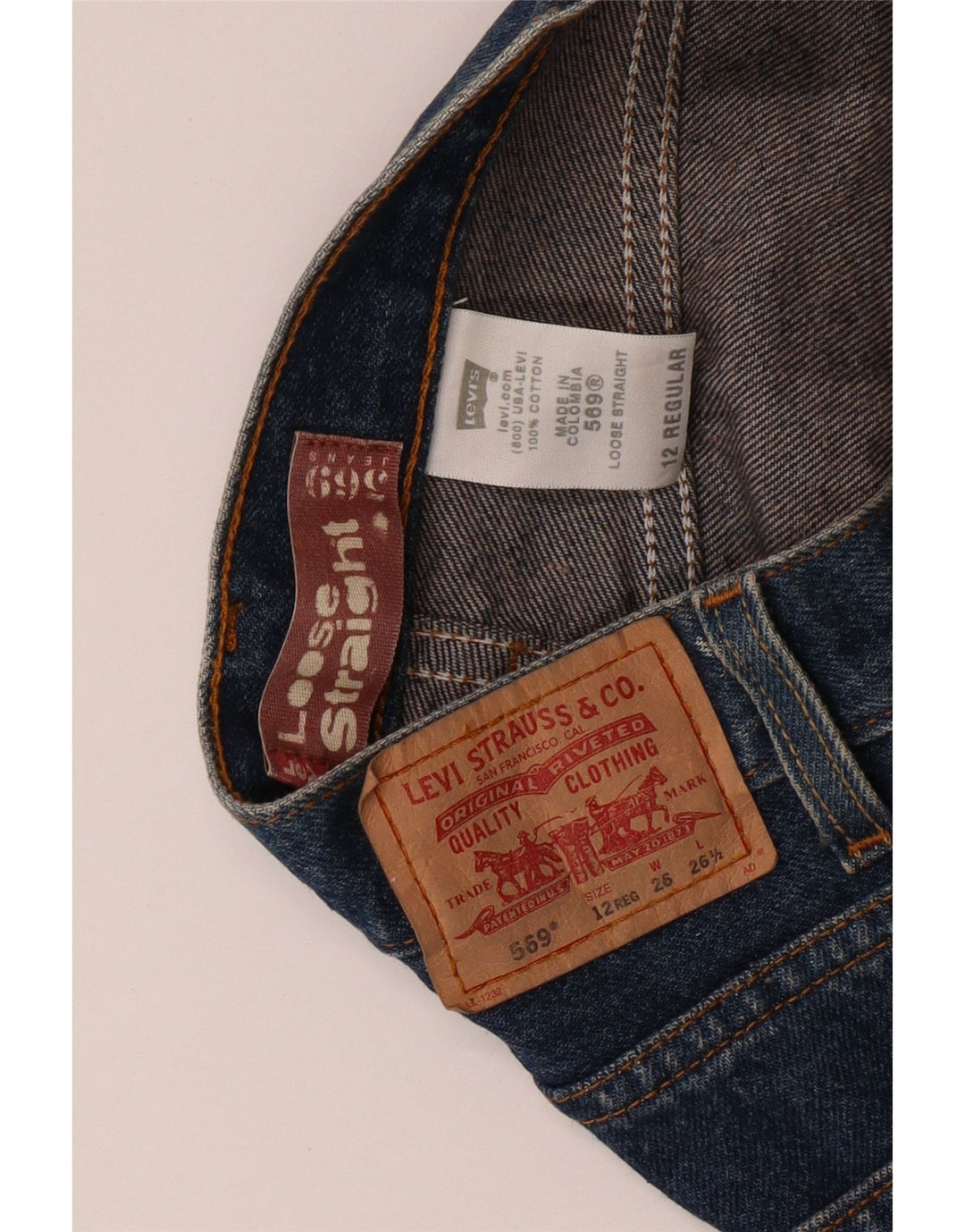 LEVI'S Jeans rectos de corte holgado 569 para niños 11-12 años W26 L26 Algodón azul