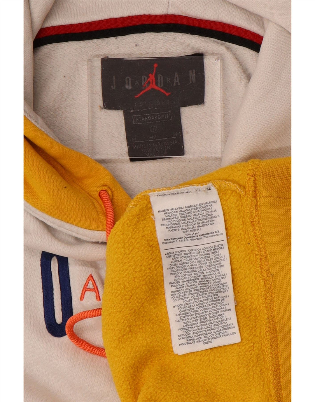 JORDAN Jersey con capucha gráfica para hombre, tamaño mediano, multicolor, color block