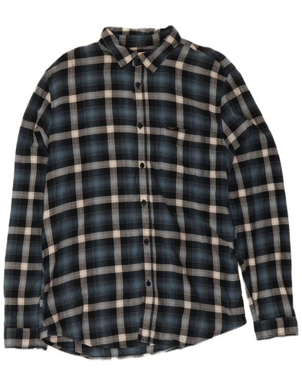 Lee Mens Regular Fit Flannel Shirt XL Blue Plaid