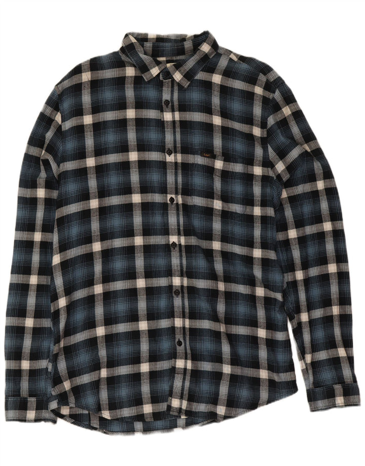 Lee Camisa De Franela De Corte Regular Para Hombre XL A Cuadros Azules