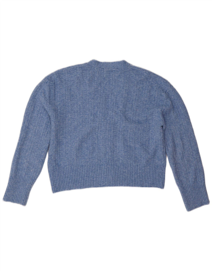 Zara Mujer Suéter Cárdigan Extragrande UK 10 Small Poliéster Azul