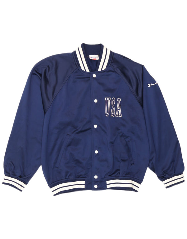 Champion Mens USA Graphic Chándal Top Chaqueta Pequeña Azul Marino Poliéster