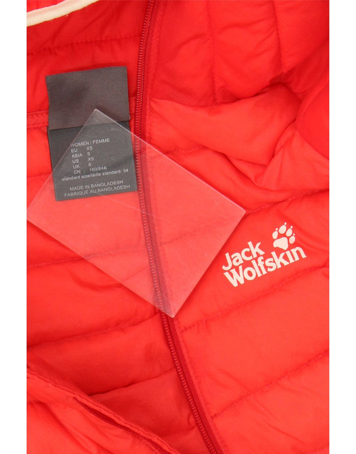 Jack Wolfskin Chaqueta acolchada con capucha para mujer UK 6 XS Rojo Colorblock Poliamida