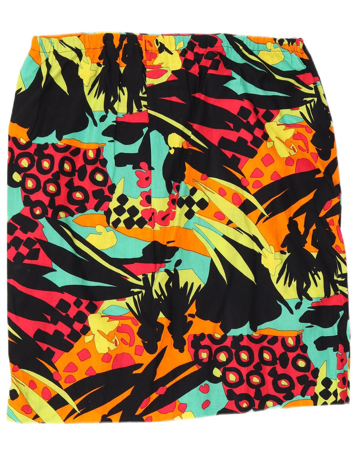 VINTAGE Falda recta gráfica para mujer W40 2XL Patchwork multicolor