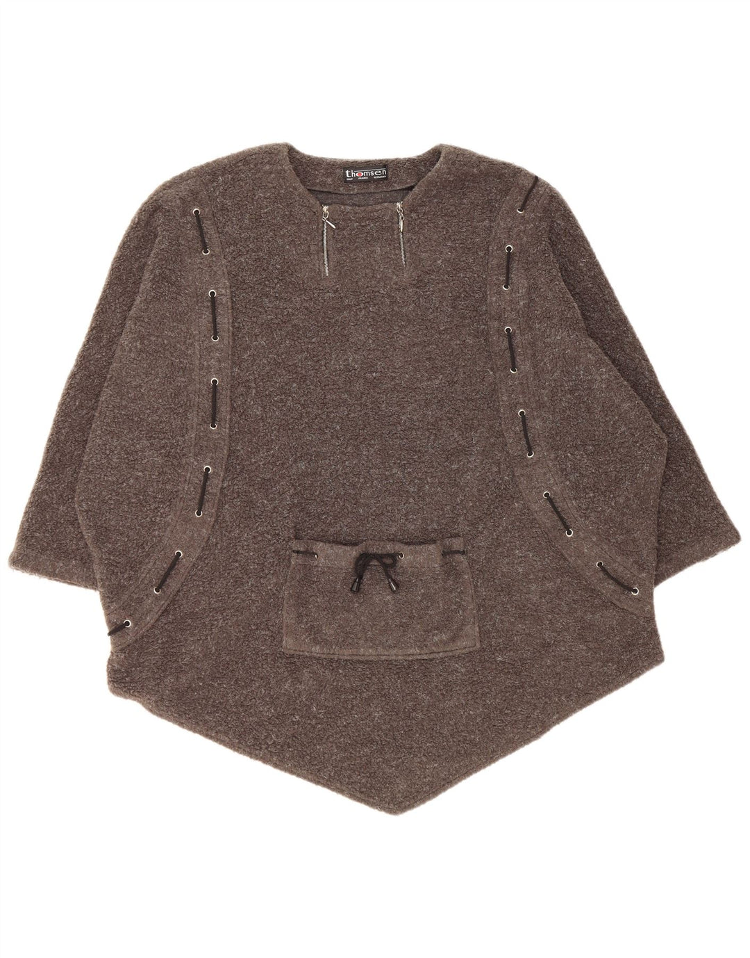 VINTAGE Mujer Oversize Barco Cuello Jersey Suéter Reino Unido 14 Gris Medio