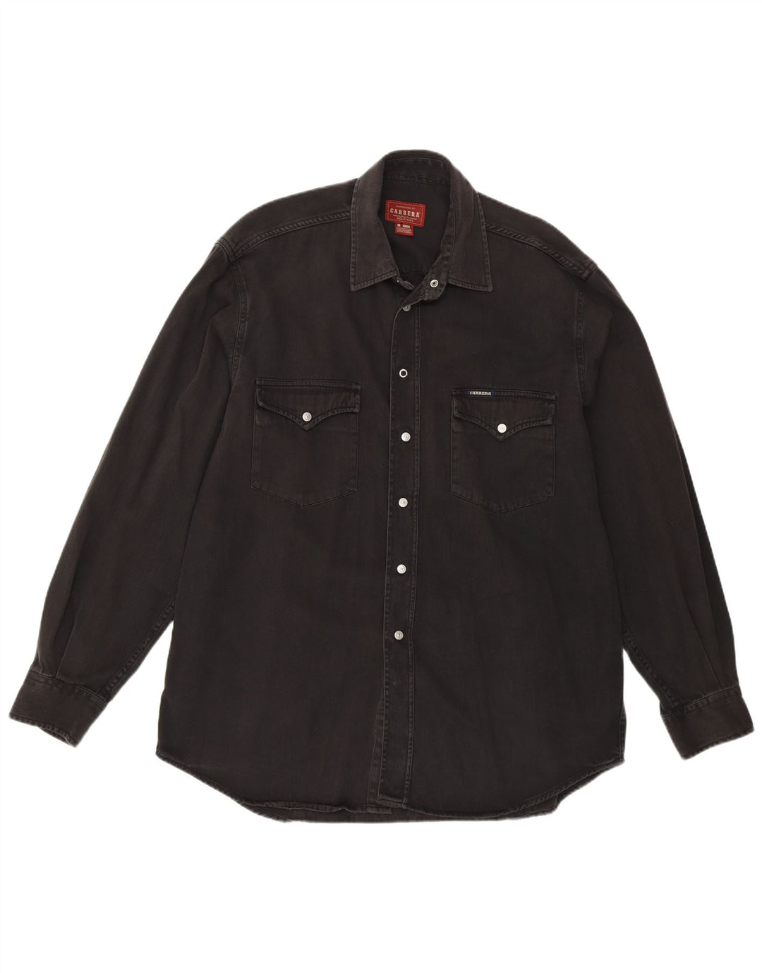 Carrera Camisa Regular Fit para Hombre Grande Algodón Negro Western