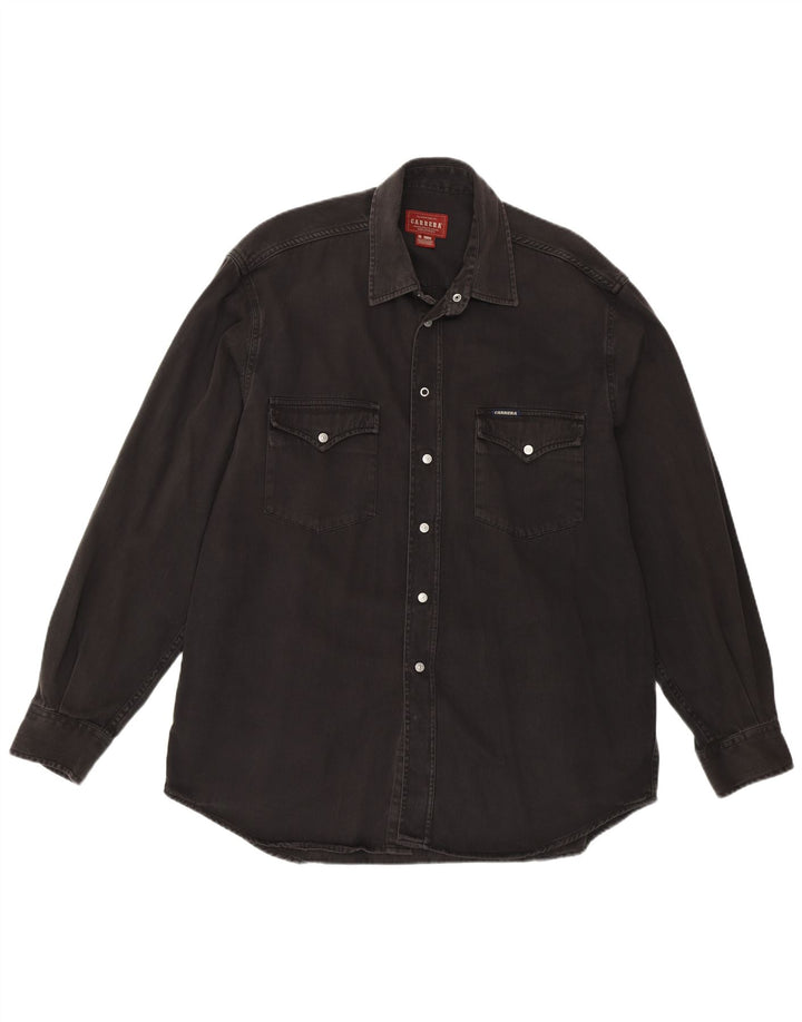 Carrera Camisa Regular Fit para Hombre Grande Algodón Negro Western