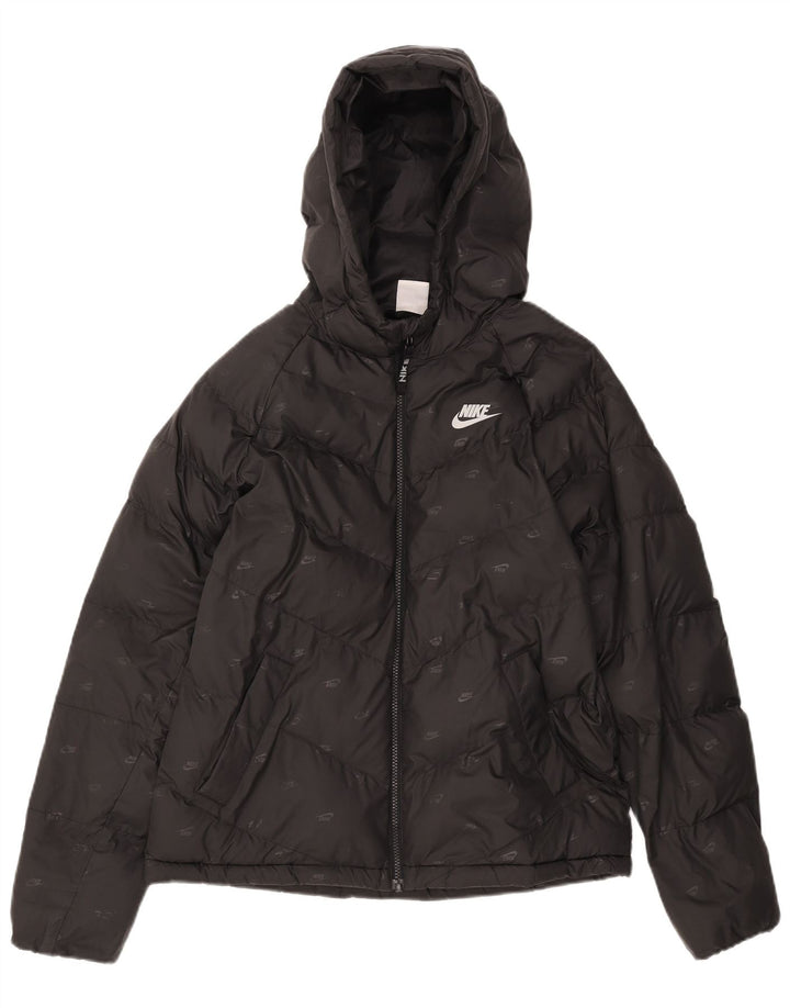 Nike Chaqueta acolchada con capucha para niños 13-14 años XL Negro Poliéster