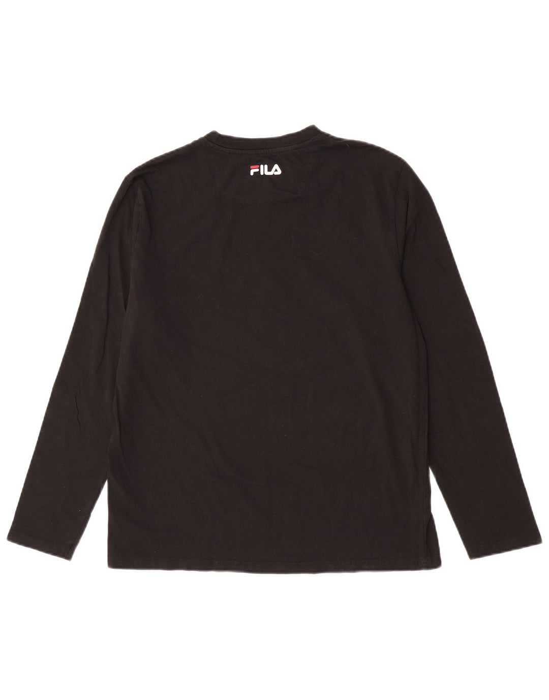 Fila Mens Graphic Top Manga Larga Grande Algodón Negro