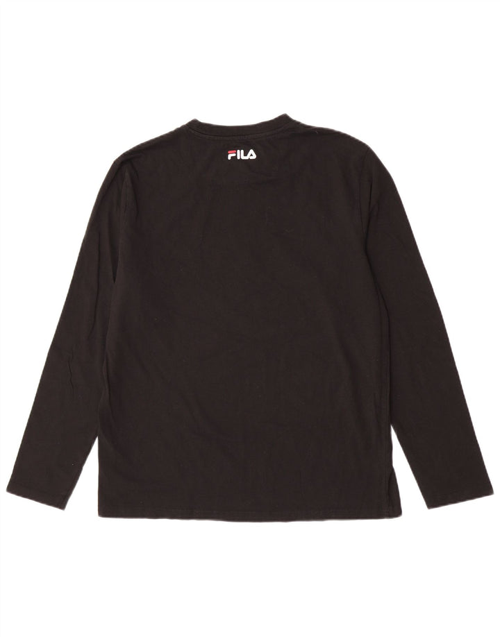 Fila Mens Graphic Top Manga Larga Grande Algodón Negro