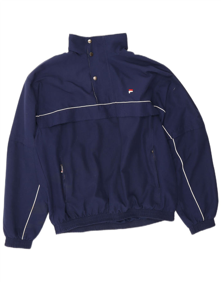 Fila Chaqueta cortavientos tipo pulóver para hombre UK 38 Mediano Azul marino Poliéster