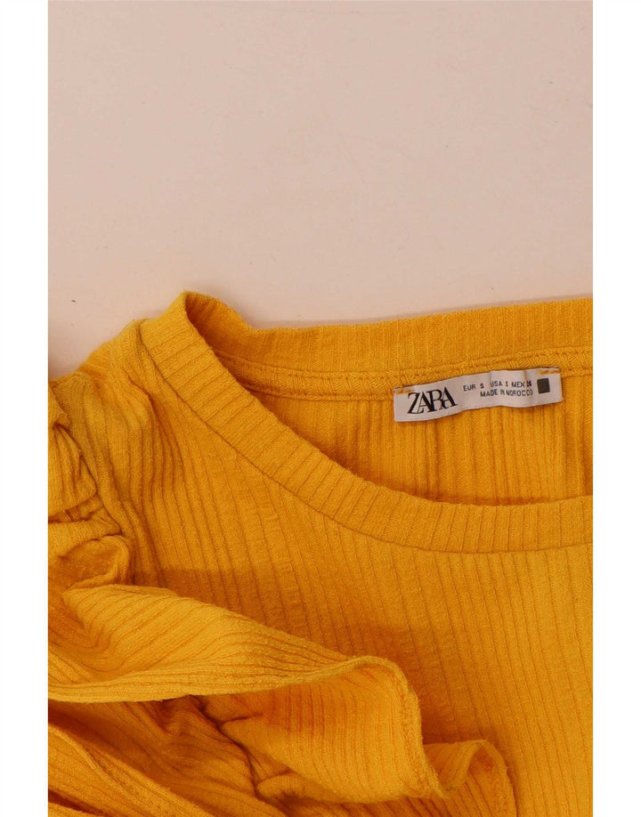Zara Mujer Blusa Top UK 10 Small Amarillo
