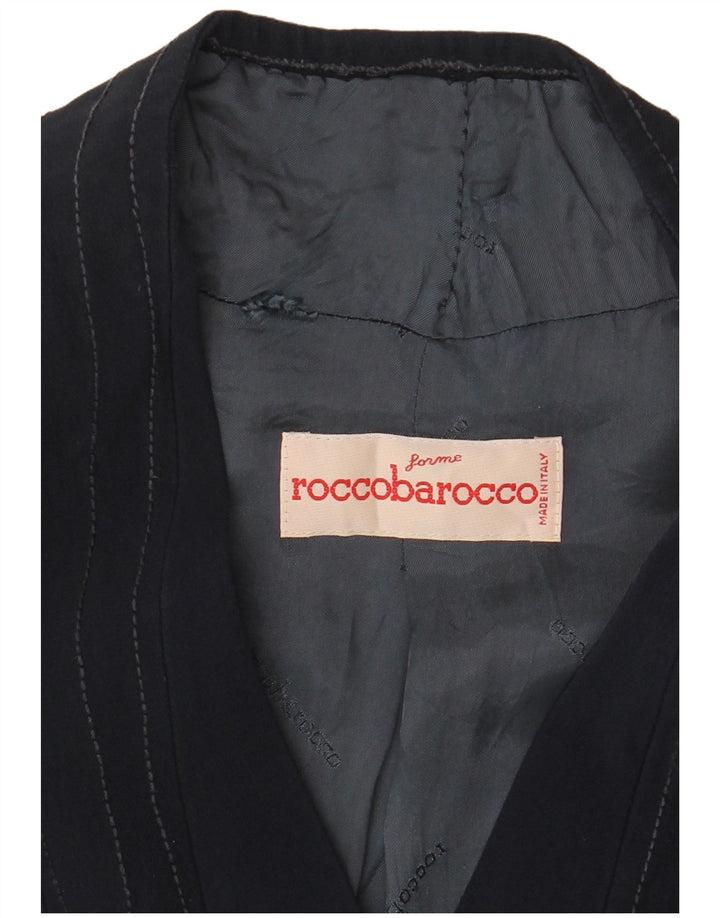 ROCCOBAROCCO Chaqueta tipo blazer de 4 botones para mujer UK 44 Azul marino mediano