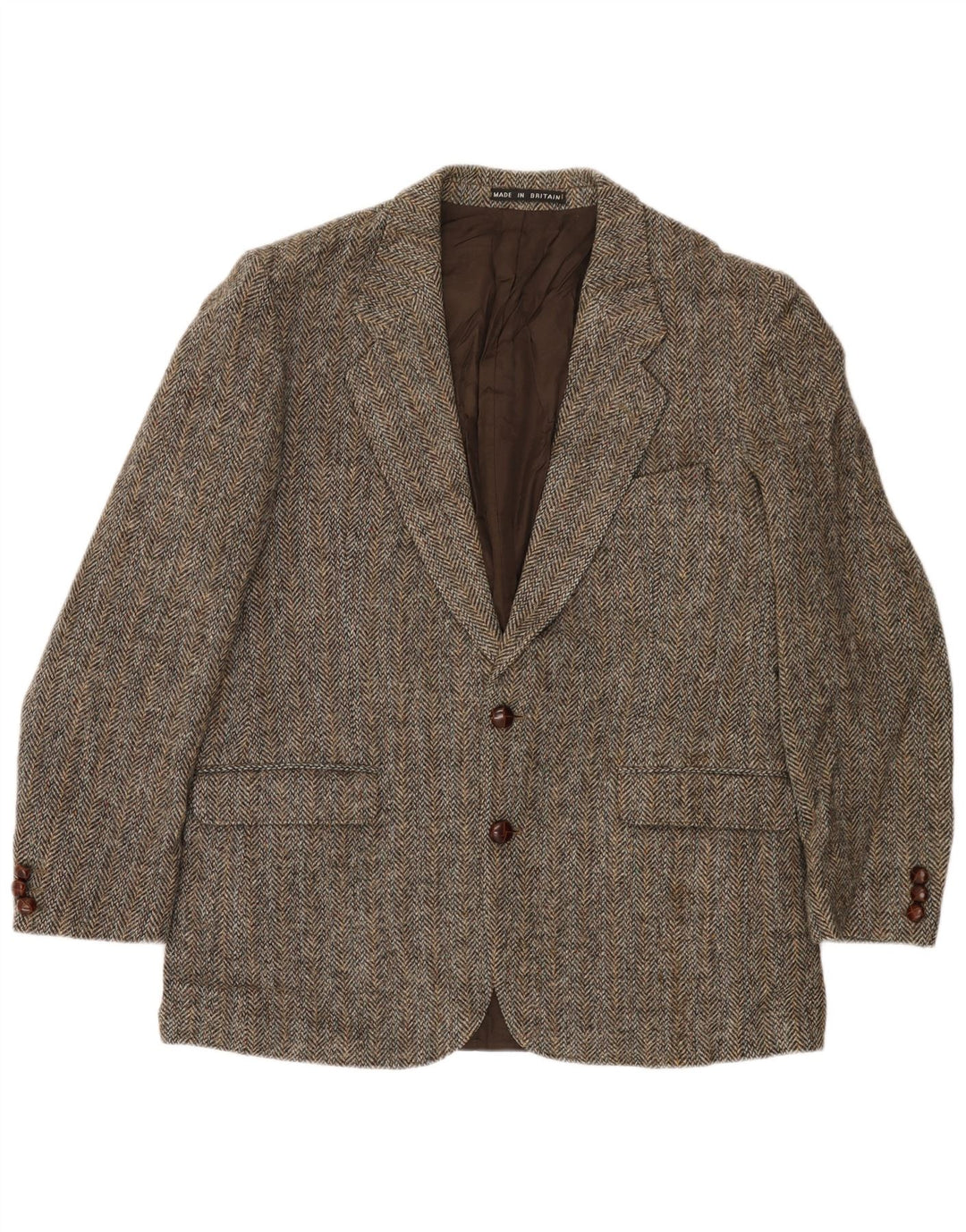 Harris Tweed Chaqueta tipo blazer de 2 botones para hombre Reino Unido 40 Lana de espiga marrón grande