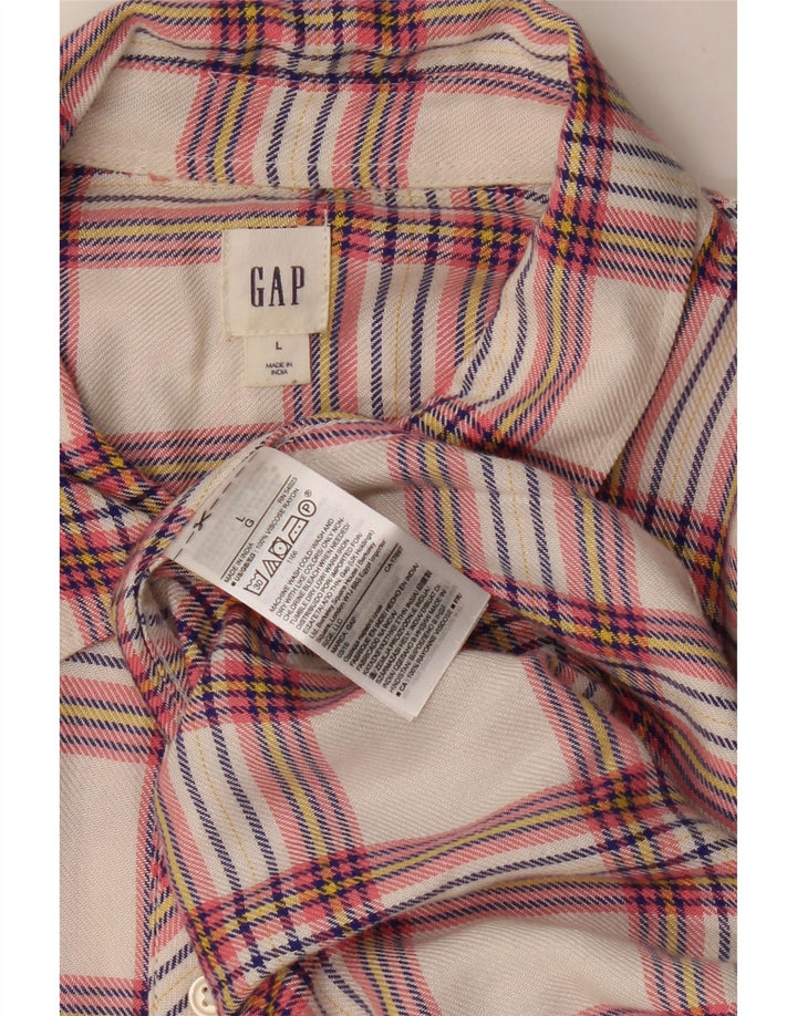 Camisa de franela para mujer GAP UK 46 Rayón a cuadros beige grande