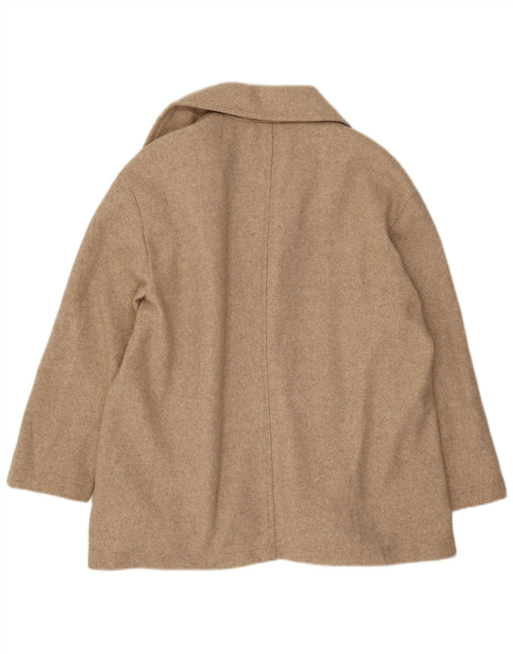 Zara Mujer Abrigo Abierto Extragrande Reino Unido 10 Pequeño Poliéster Beige