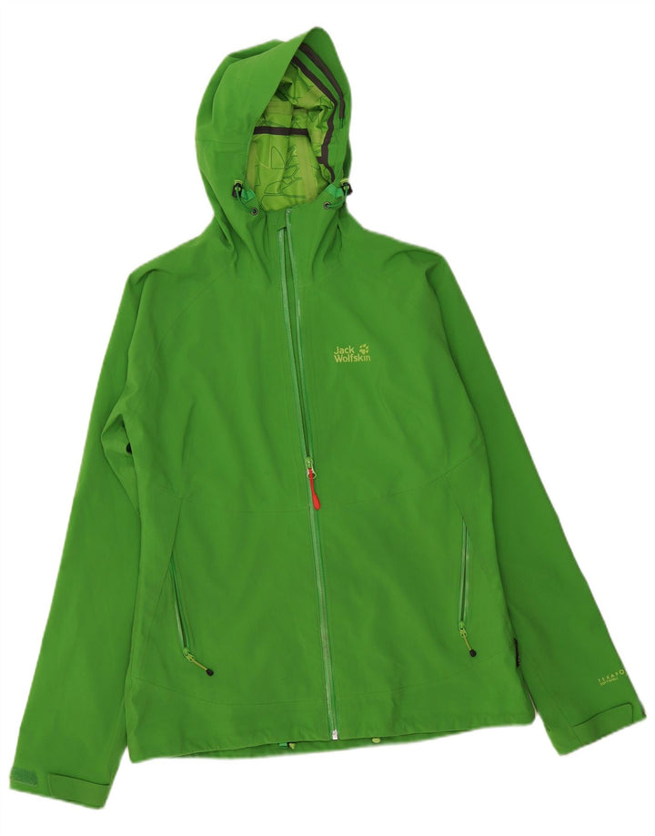 Jack Wolfskin Chaqueta impermeable con capucha para mujer UK 12/14 Poliéster verde medio